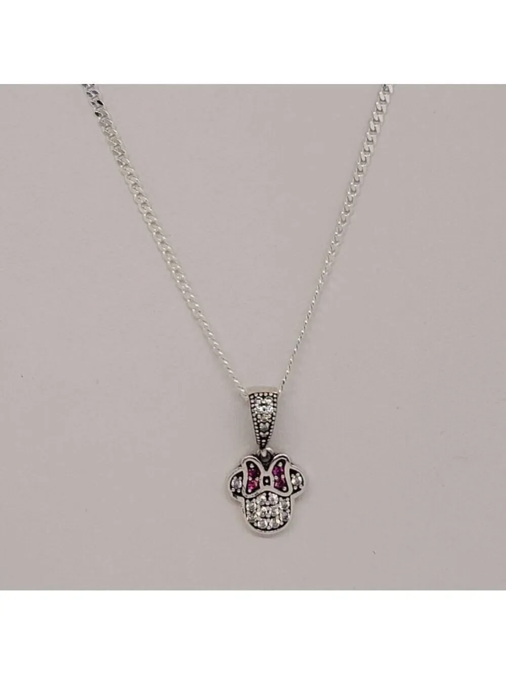 Brand New Sterling Silver 925 Minnie Mouse Earrings and Necklace set
